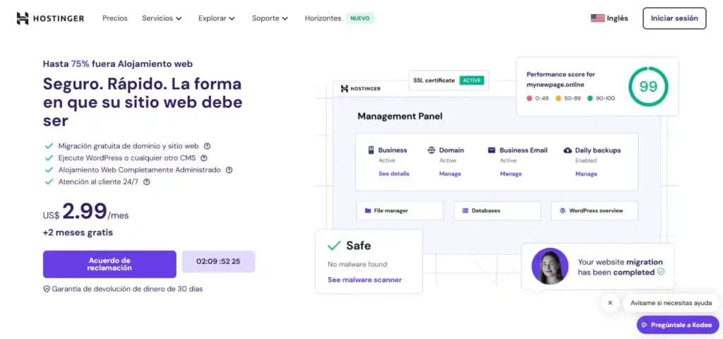Hostinger Funciona en Perú: Pros y Contras para 2025 - Imagen 1 Elige el mejor plan de hosting administrado para WordPress